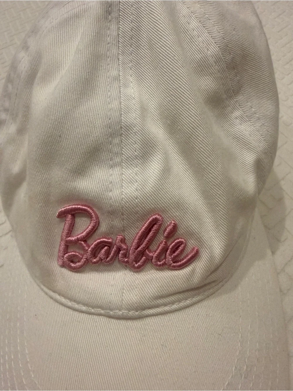 Kith BARBIE White Kids Cap with Pink Script Logo